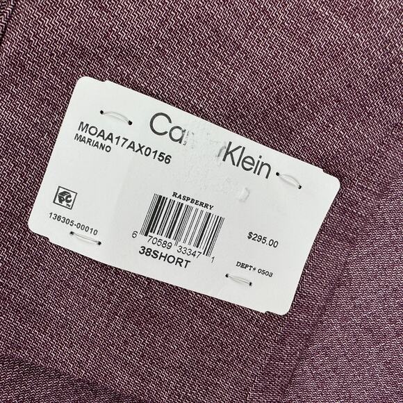 Calvin Klein Mens X Slim Fit Soft Solid Sport Coat Raspberry Red 38S - Picture 3 of 5